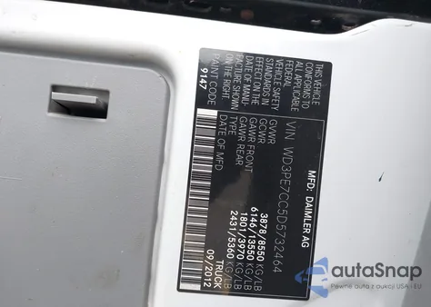 2013 Mercedes-Benz Sprinter 2500 from USA, damaged, VIN WD3PE7CC5D5732464